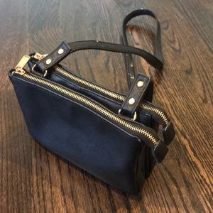 Double zipper black cross body purse